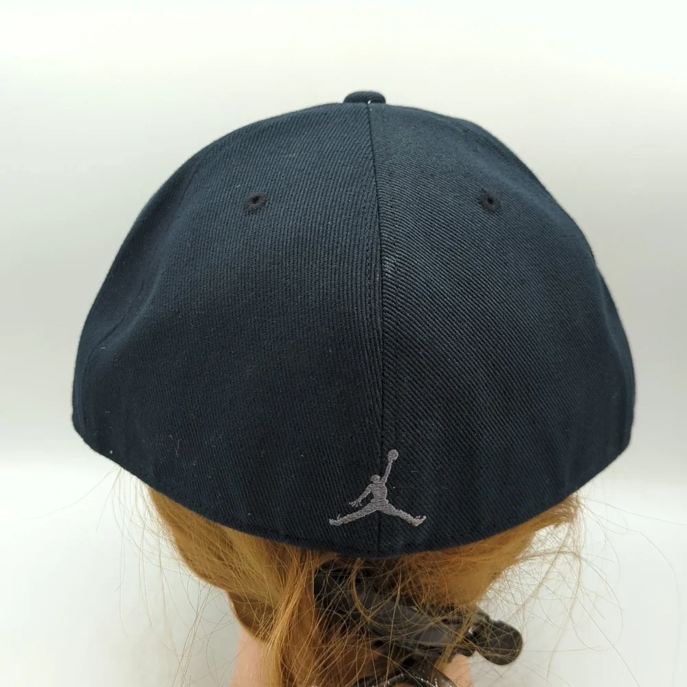 Air Jordan AJ Retro 8 Hat Men 7 1/2 Black Embroidered Logo Jumpman Fitted Cap